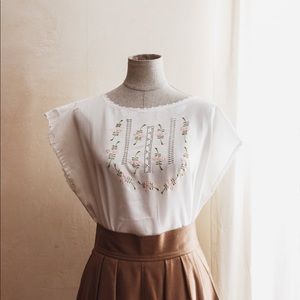 Hand-embroidered White Top